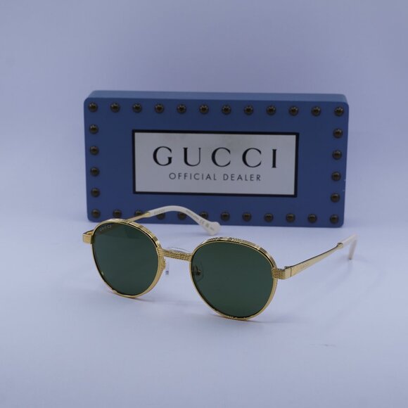 Gucci GG0872S 004 Round Sunglasses – Gold\Green - Picture 1 of 11